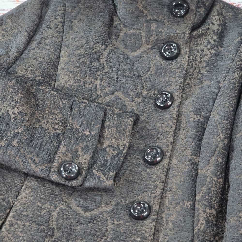 Montanaco Coat Women L Grey Exc Snakeskin Print Textured Funnel Neck Jacket